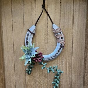 Decorative Horse Shoe with Greenery and Accents